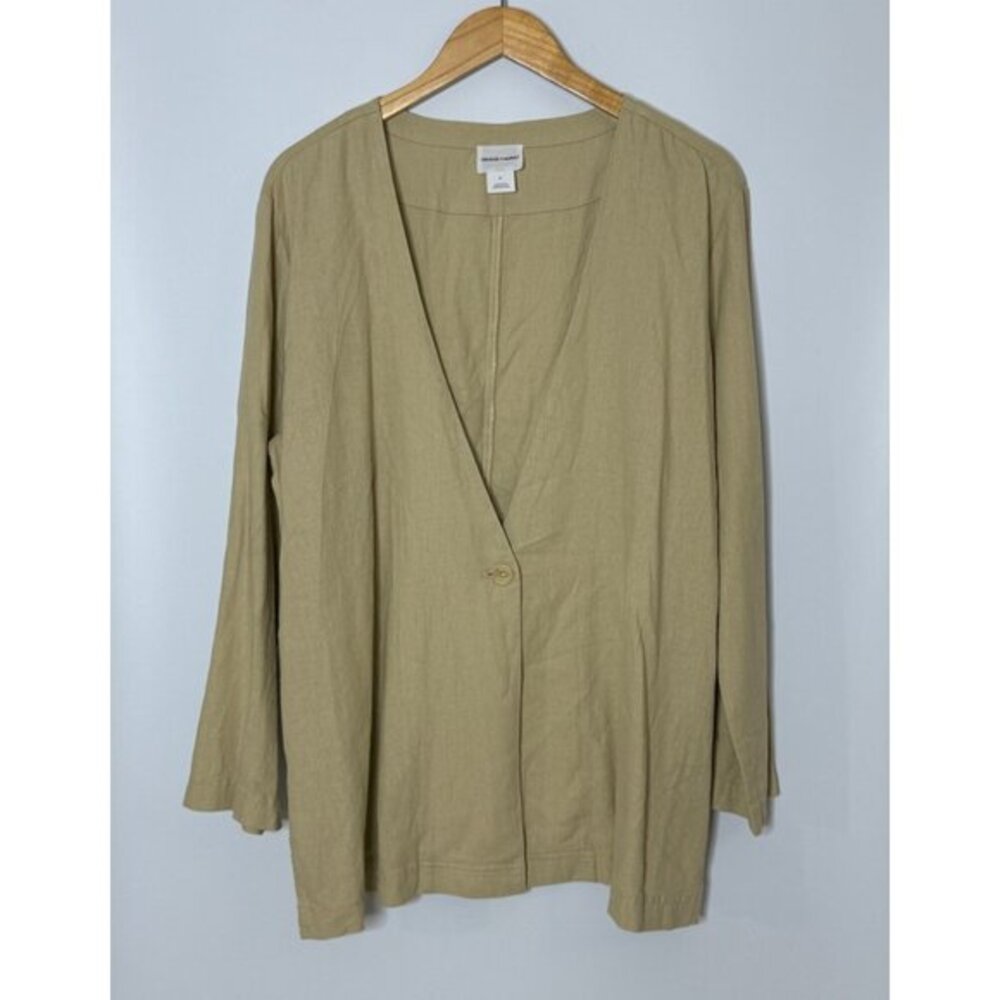 Melrose + Market Linen Blend Single Button LIghtweight Khaki Blazer Cardigan XL